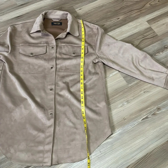 Truth By Republic faux suede shacket Snap Tan Oversize Soft Cozy Casual Womens L - Picture 8 of 11